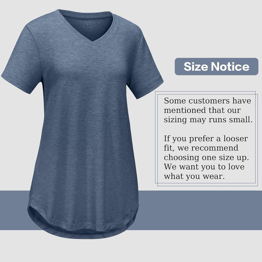 Skiennix V Neck T-Shirts for Women - 4 Pack of Casual Short Sleeve Tees in Plus Size, Plain Summer Styles