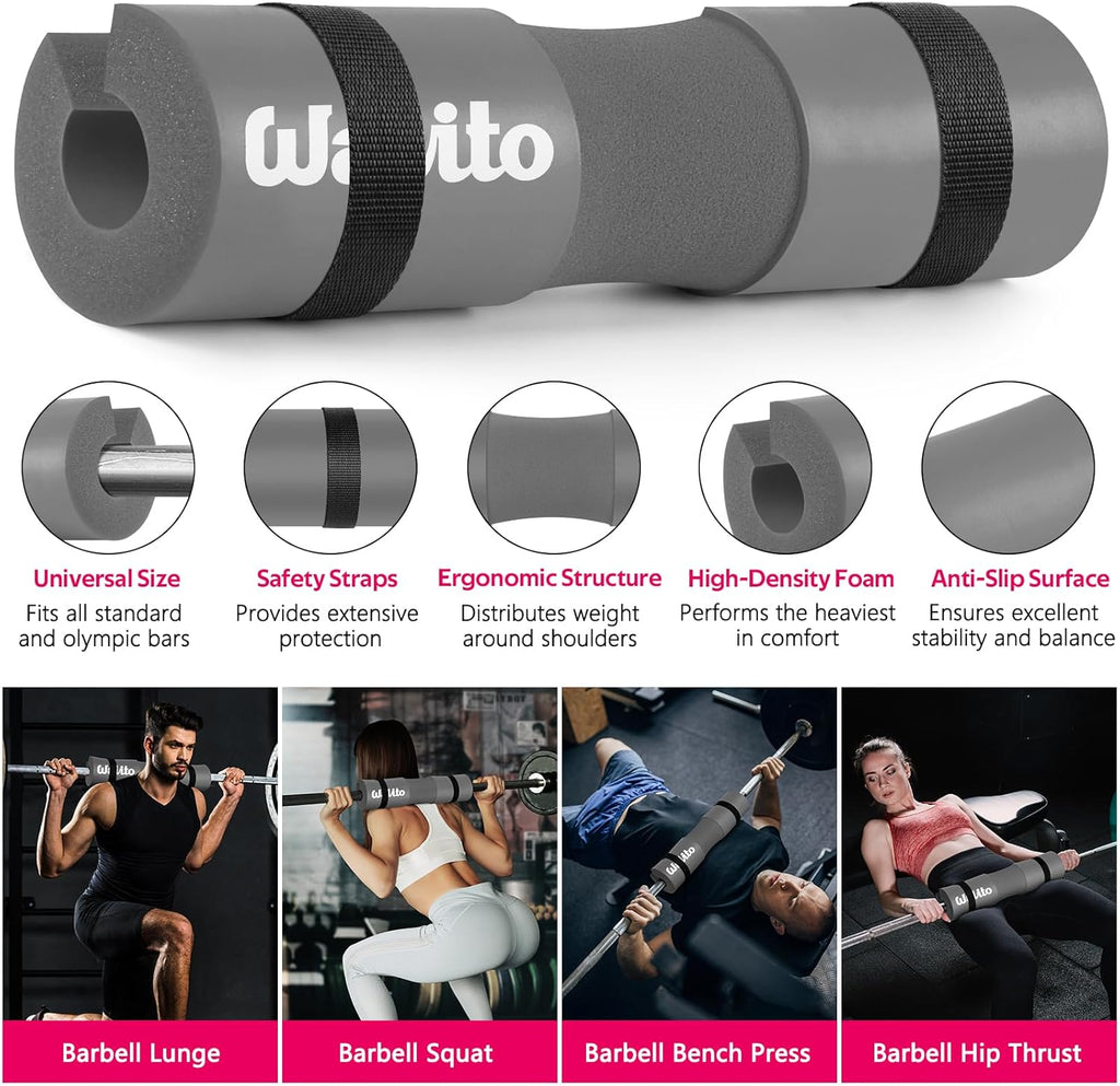 WALITO Barbell Pad Set - 8-Piece Gym Accessories for Women | Includes Ankle Straps & Resistance Bands