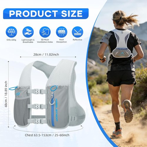 Maelstrom Running Vest - Adjustable Lightweight Hydration Pack with 500ml Soft Flask | Ideal for Trail Running, Hiking, and Cycling