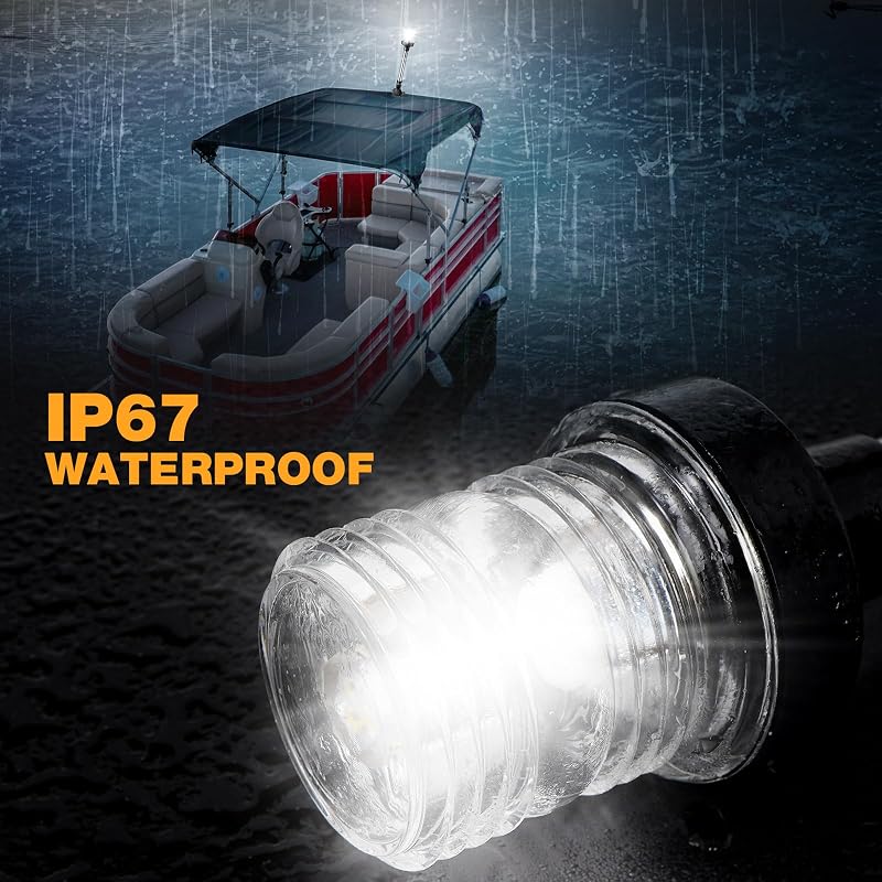 6 Inch Anchor Light LED Marine Stern Light 3NM 12-24V IP67 Fold-Down White