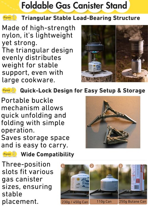 CAMPINGMOON XD-2F Canister Top Stove Portable Compact Foldable w/igniter w/Gas Fuel Can Stabilizer XD-2F/Z41