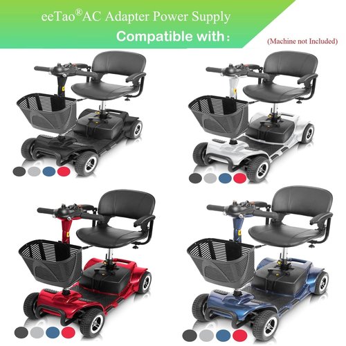 eeTao 3-Pin XLR AC/DC Adapter Charger Compatible with Vive 3 Wheel / 4 Wheel Mobility 2-Piece 12V Lead-Acid Battery Electric Powered Wheelchair Power Supply Cord Cable PS Mains PSU