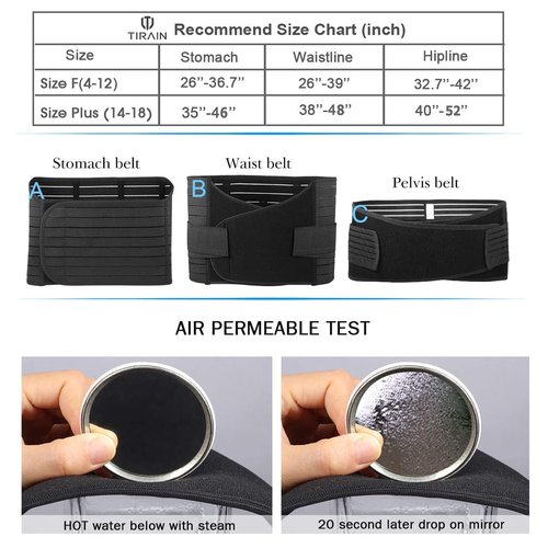 TiRain 3 in 1 Postpartum Belly Wrap C Section Belly Abdominal Binder 3-Piece Postpartum girdles Support Recovery Belly Band, Black Plus Size Fit US Size 14-18