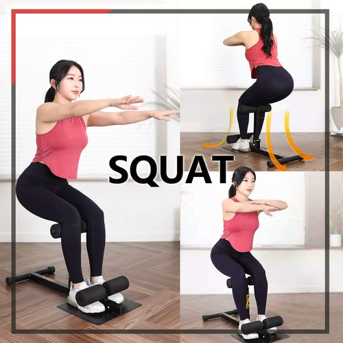 INNOLIFE Sissy Squat Machine Adjustable Height, Protective Foam Thick Steel Fitness Home Gym (Black)