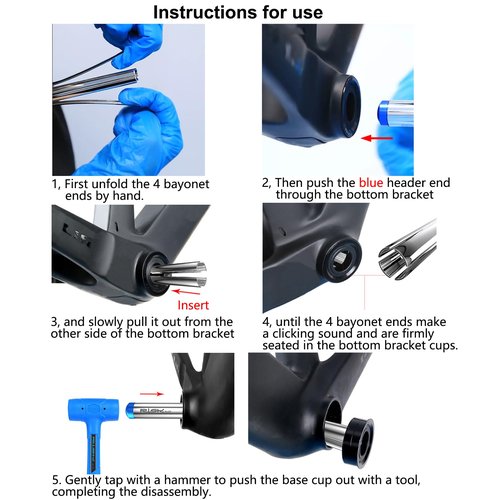 SONZUIA Bicycle Press Fit Bottom Bracket Cup Removal Tool (for Size 22-24mm), Press Fit Removal Tool for Internal Bottom Bracket Bearings