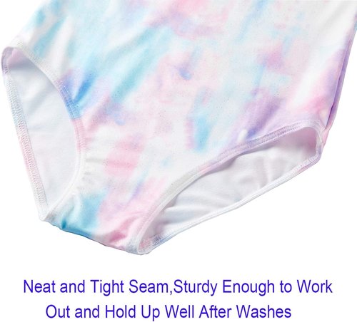 Domusgo Girls Gymnastics Leotards - Long Sleeve Shiny Colorful One-Piece Bodysuits