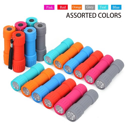 FASTPRO 30-Pack, 9-LED Mini Flashlight Set, AAA Batteries are Included and Pre-Installed, Perfect for Gift, Class Teaching, Camping, Wedding Favor
