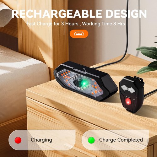 Hcikoat Bike Tail Light with Turn Signals USB Rechargeable Bike Turn Signals 120 Lumens Ultra Bright LED Turn Signals for Bicycle 5 Mode with 10PCS Safety Reflective Tape for Cycling Electronics