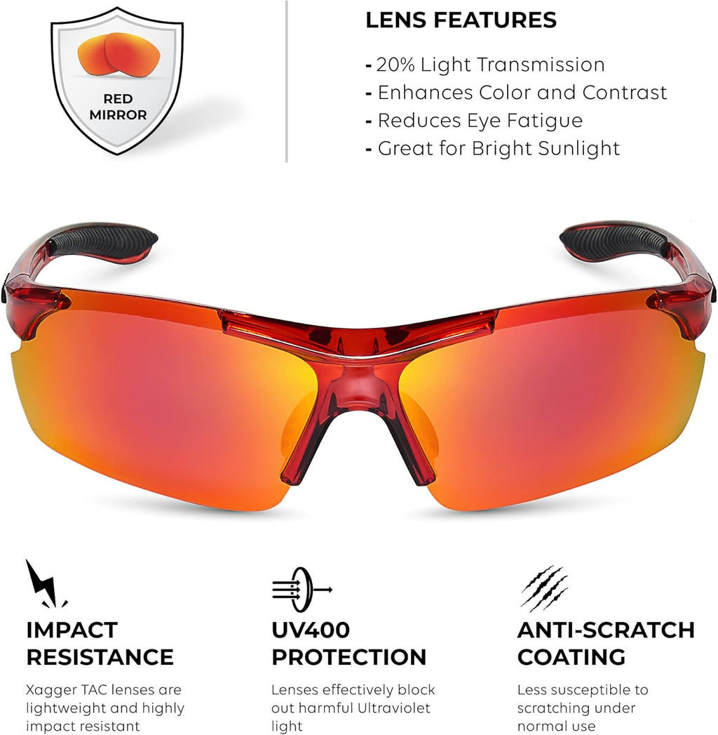 Xagger Polarized Sports Sunglasses - UV400 Protection for Men & Women | Wrap-Around Design for Running & Cycling