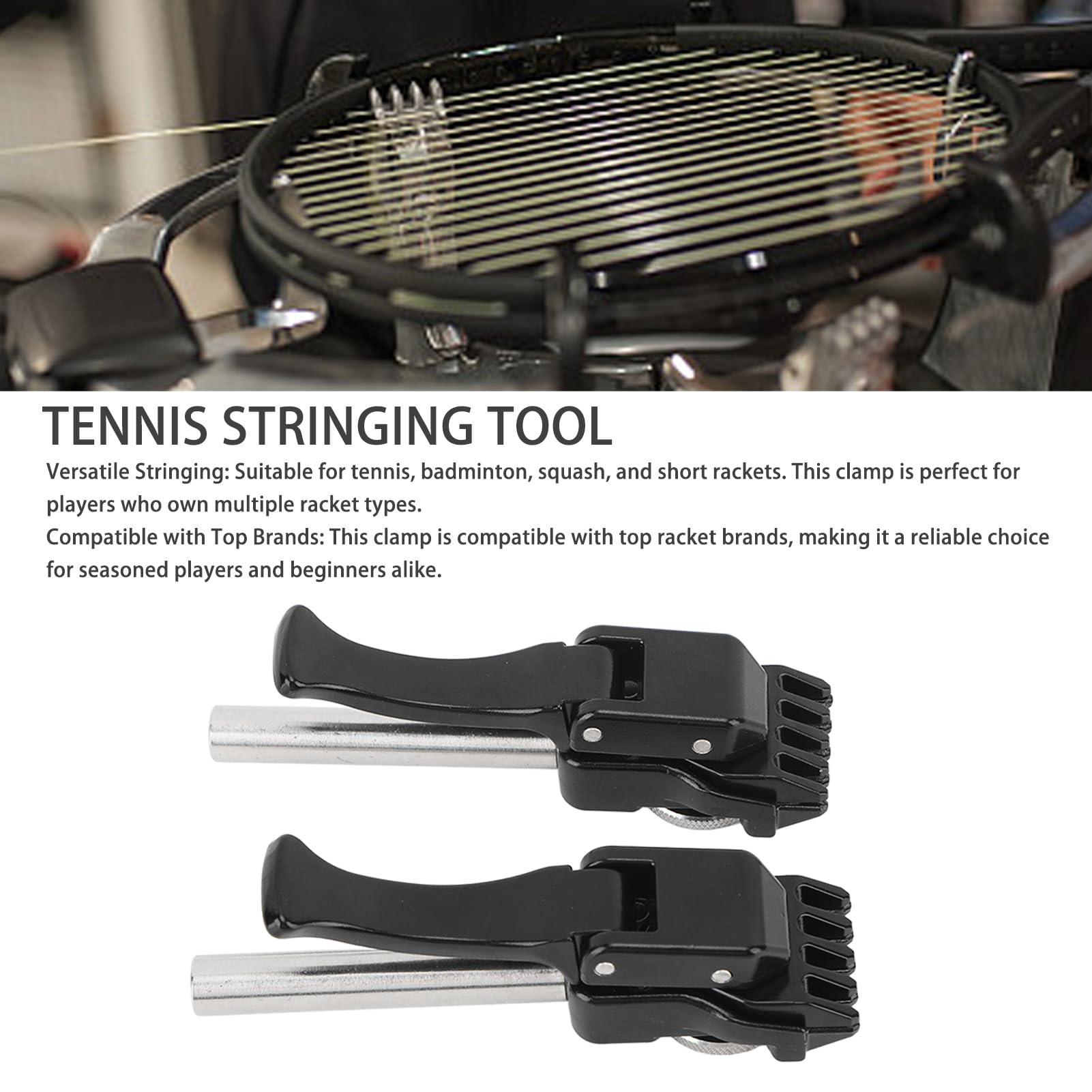 Topyond 1 Pair of Tennis Stringing Machine, Black Tennis Badminton Machine String Clamp with Flying and Starting Clamp for Precise Stringing, Handheld Badminton Machine Stringing Pliers