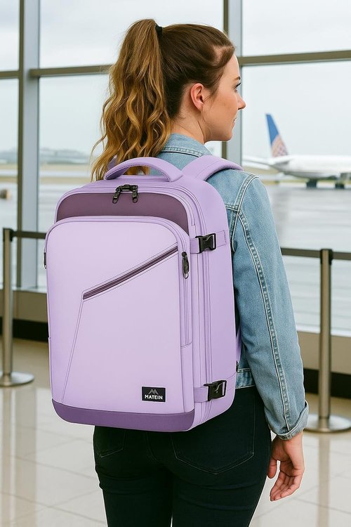 MATEIN Travel Backpack - Large Capacity Water-Resistant Bag with Detachable Straps | Purple