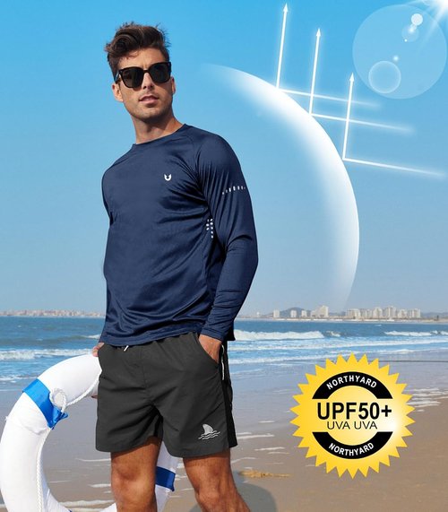 NORTHYARD Men's UPF 50+ Sun Protection Long Sleeve Rash Guard Shirt | Ideal for Athletic Activities