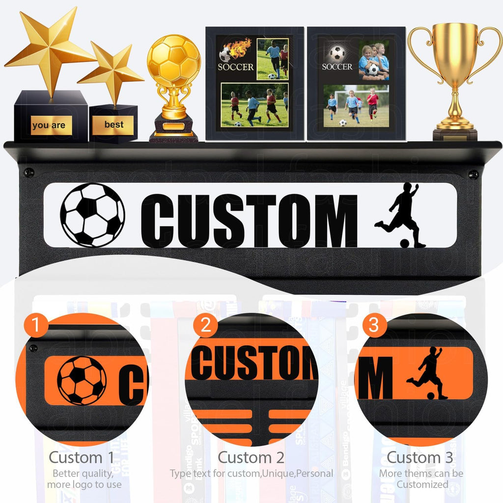 Personalized Medal Holder - Custom Name Display Rack for Awards & Ribbons | Metal Wall Mount for 63 Medals