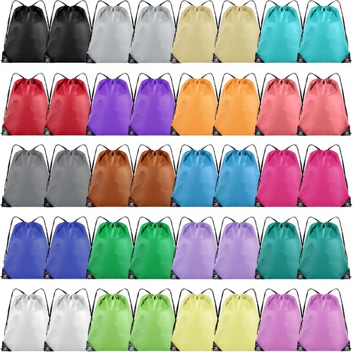 Grneric Drawstring Backpack Bulk - 40 Pieces Cinch Sackpack for Gym & Party | 20 Vibrant Colors