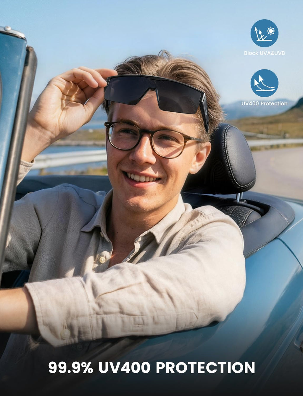 Lamicall Polarized Fit Over Glasses Sunglasses - UV400 Protection for Men Women, Oversized Sun Glasses for Driving Cycling Golf Fishing