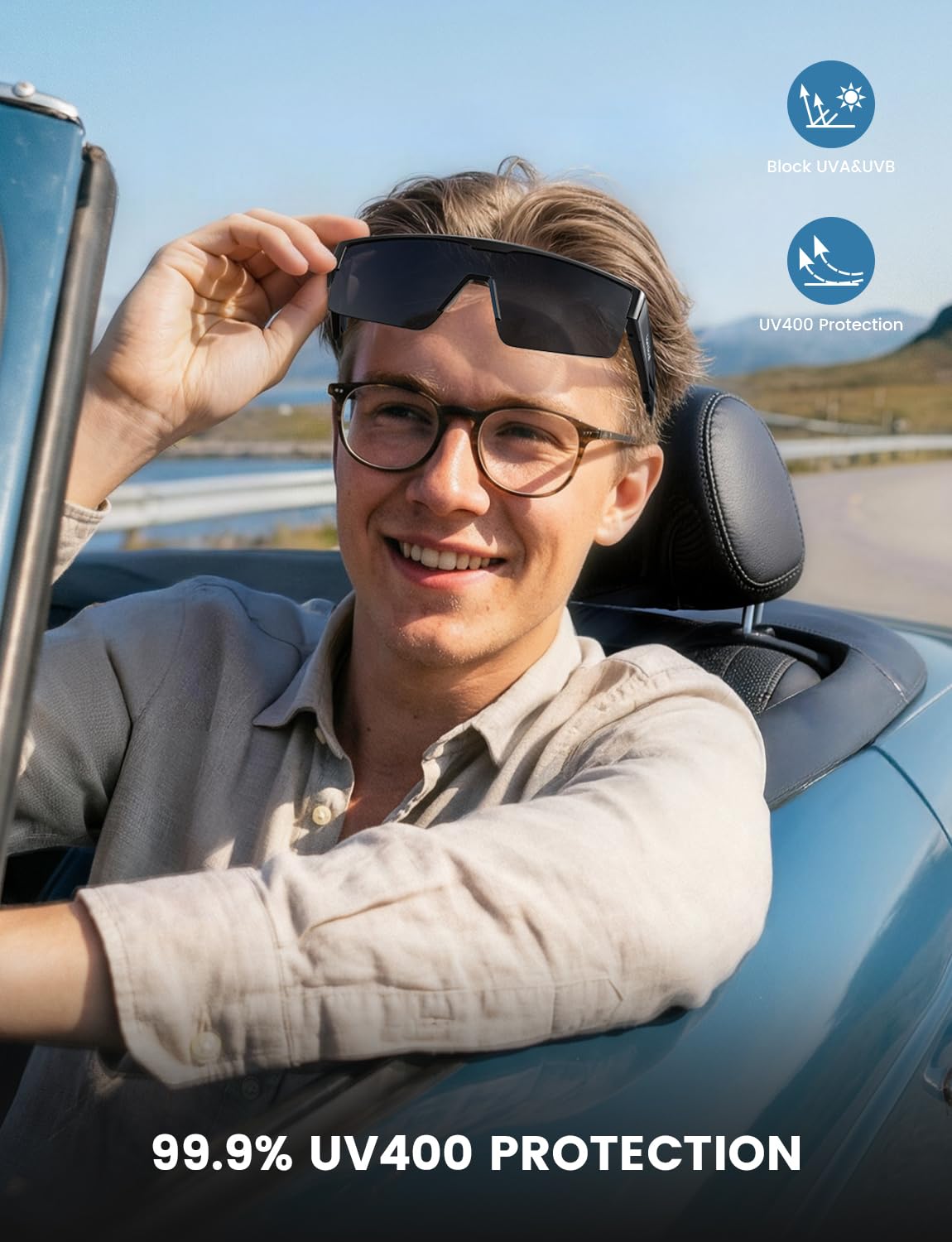 Lamicall Polarized Fit Over Glasses Sunglasses - UV400 Protection for Men Women, Oversized Sun Glasses for Driving Cycling Golf Fishing