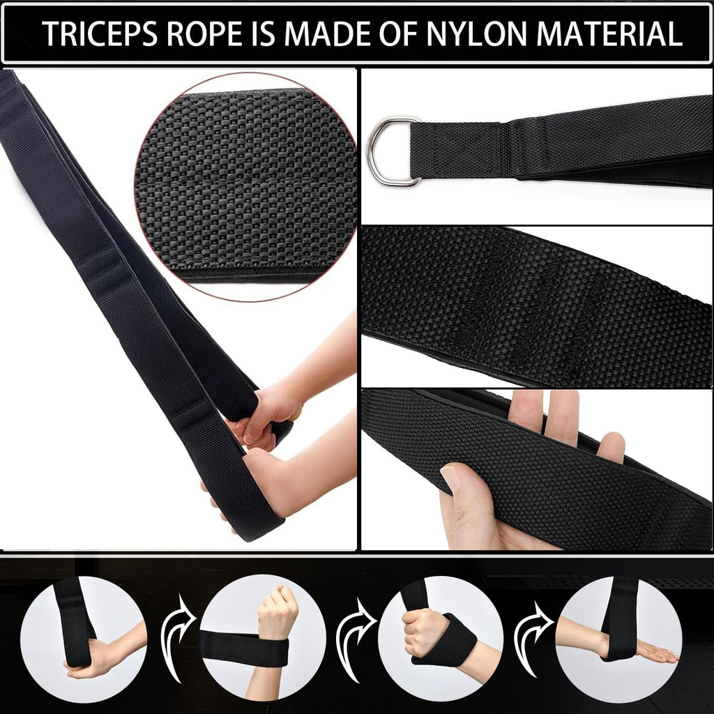 Tricep Rope | Tricep Pull Down Attachment with Carry Bag for Strength Training & Facepulls