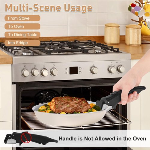 Wayona 2 Pack Removable Handles for Pots and Pans Black - Universal Detachable Pan Handle - Heat-Resistant Plastic, Stainless Steel, Silicone - Black