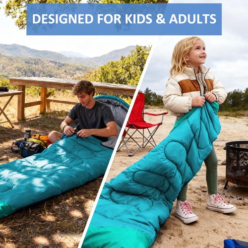 oaskys Camping Sleeping Bag - 3 Season Warm & Cool Weather - Summer Spring Fall Lightweight Waterproof for Adults Kids - Camping Gear Equipment, Traveling, and Outdoors