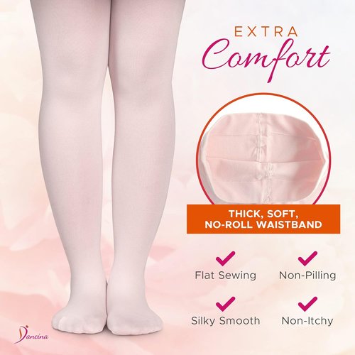 Dancina Ballet Dance Tights - Ultra-Soft Footed Design for Excellent Hold & Stretch | Toddler/Girls