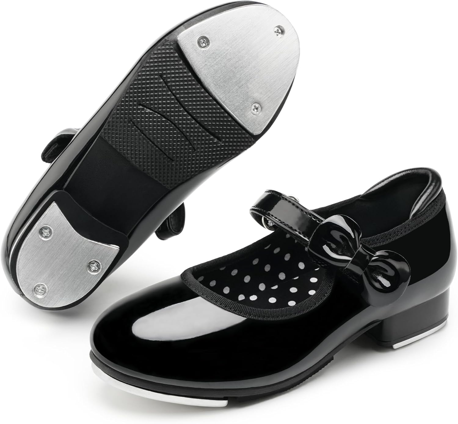 Stelle Girls Tap Shoes - PU Leather Dance Shoes with Easy Strap | Toddler to Big Kid Sizes