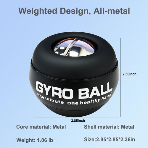 EXBEPE All-Metal Torque Gyro Ball,Weighted Power Hand Wrist Forearm Trainer and Strengthener for Exercise Joint and Muscle with Ball Bag