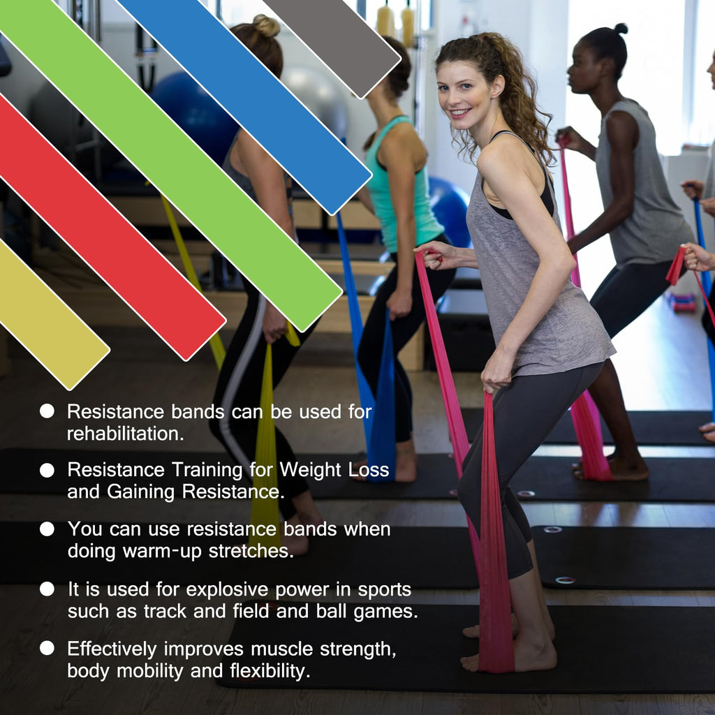 5 Pcs Professional Resistance Bands（5.9FT）. Latex-Free, Elastic Band, Work Out Bands, Stretch Bands for Working Out Women or Men, Exercise Bands Set for Physical Therapy, Yoga, Pilates