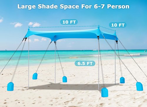 Gorich Beach Tent - UPF50+ Sun Shelter with 8 Sandbags | Windproof Pop-Up Canopy for Family & Camping