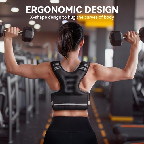 HEETA Adjustable Weighted Vest for Women Men, 4-10lbs Body Weight Vest Exercise Set with 6 Ironsand Weights & Reflective Strips for Walking Running Workout Cardio Strength Training