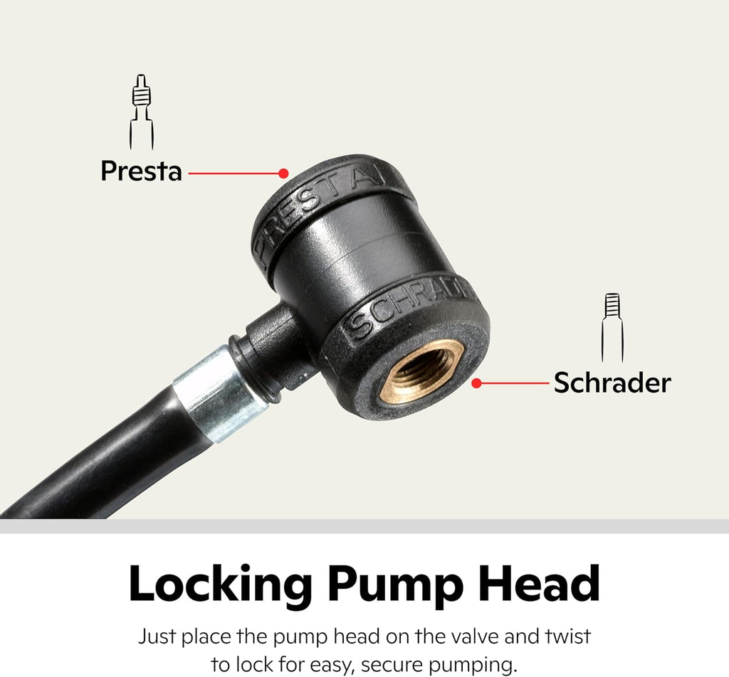 Schwinn Air Sport Mini Bike Pump - Portable Foot & Hand Pump for Schrader & Presta Valves | Ideal for Easy Road Riding