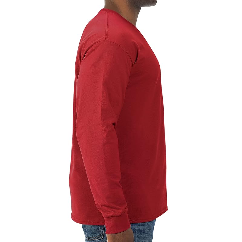 Jerzees Dri-Power Long Sleeve Cotton Blend T-Shirt - Moisture Wicking, Odor Protection, UPF 30+, True Red, Medium