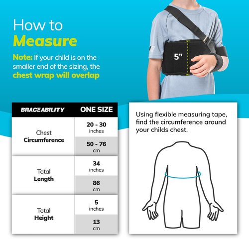 BraceAbility Pediatric Shoulder Immobilizer | Child Size Arm Sling Stabilizer for Broken Collarbone & Shoulder Injuries - Fits Toddlers, Kids, Youth & Teens (20" - 30" Chest Circumference)