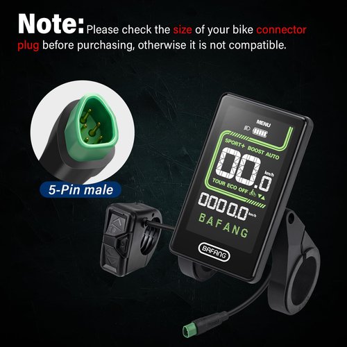 BAFANG 5 Pin Male Ebike Display for Bafang CAN Protocol Motors, Ebike Speedometer Bike Computer with 0-5 PAS, C020 (M620, M600, M560, M510, M420 mid Drive Motors), 36V-48V