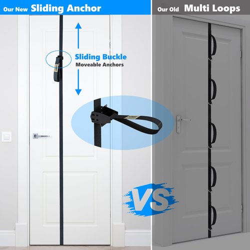 FITKIT Door and Wall Sliding Anchor Straps with Movable Multi Points for Resistance Bands, Workout Attachment for Home Gym, Fits 6-8 ft Doors