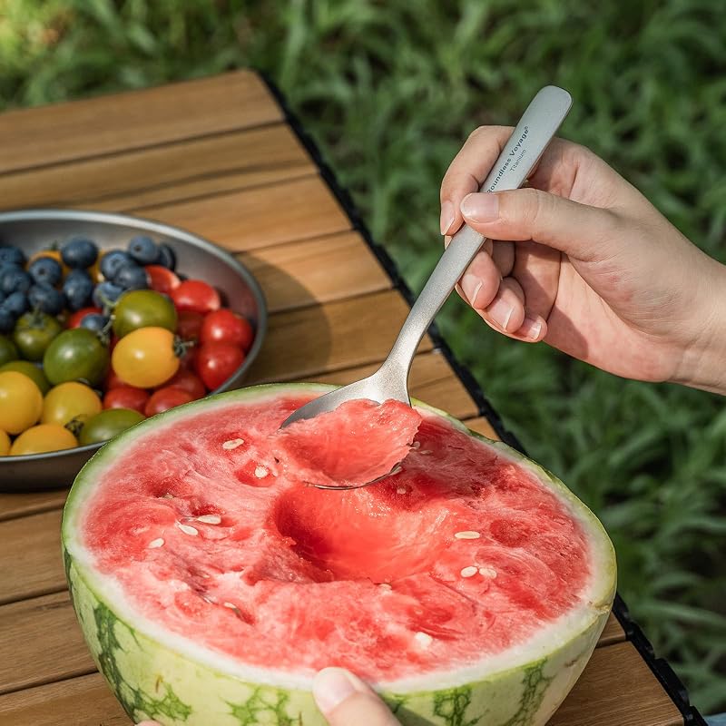 Ti1068T Titanium Camping Spoon with Big Bowl - Ultra Lightweight Outdoor Utensil (Variation of THIS listing: Ti1068T Titanium Spoon 1PC)