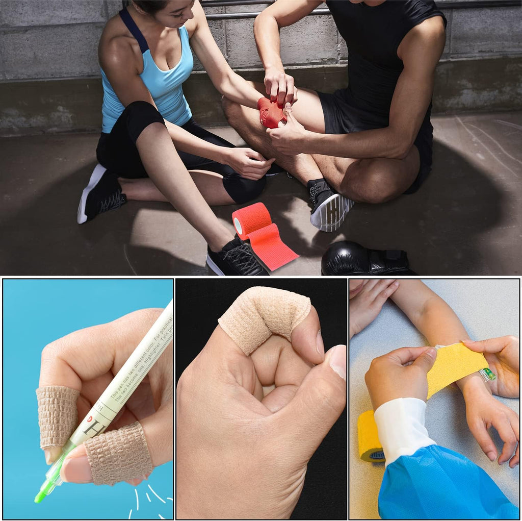 Skiennix Self-Adhesive Bandage Wraps - 6pcs, 2in, 12 Colors | 5 Yard for Sports & Swelling Relief
