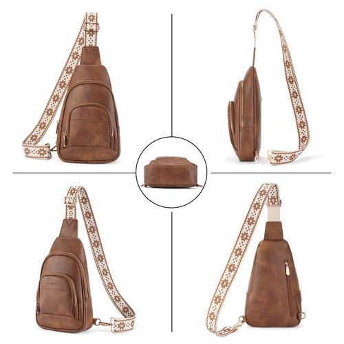 SENDEFN Crossbody Bags for Women Leather Sling Backpack Fanny Pack Chest Bag Casual Daypacks Travel Shopping