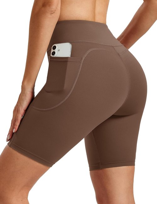 MAGCOMSEN Women's High Waisted Biker Shorts - No Front Seam, Tummy Control, Spandex with Pockets
