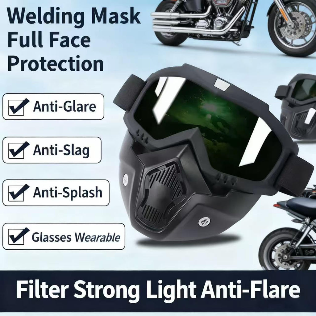 Skiennix Motorcycle Helmet Goggles - Windproof, Dustproof, UV Protection | 2 Set with Removable Face Mask