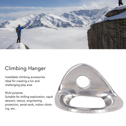HERCHR 10 Pcs Bolt Hanger, 25KN 316 Stainless Steel Rock Climbing Hanger Anchors, Silver Bolt Anchor Hooks Strap Ring for Hammock, Gym, Aerial Work, Caving, Rappelling, Rescue, Trailer Tie-Downs
