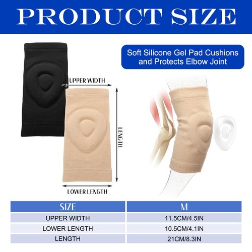 Soulchen 2 Pairs Gel Elbow Pads Ergonomic Designed Cushion and Protect Elbow Joint for Figure Skating Volleyball Dancing Gymnastic, Youth and Adult