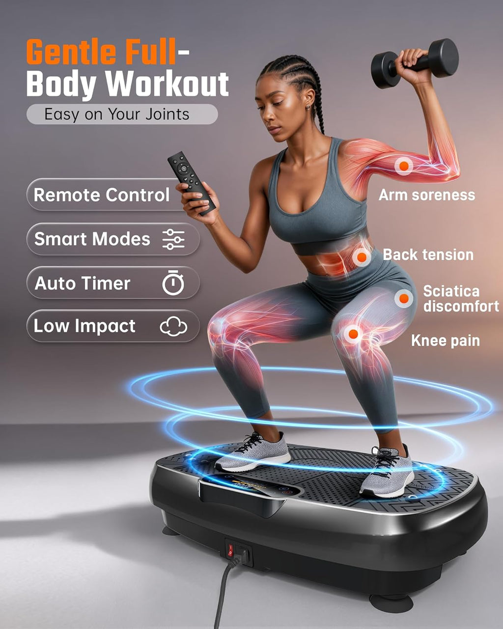 Vibration Plate Exercise Machine - 330lb Full Body Shaker for Weight Loss & Lymphatic Drainage | Home Gym with Speaker & 2 Bands
