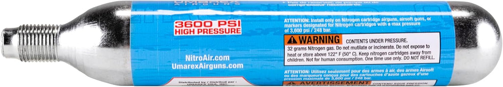 Umarex NitroAir Nitrogen Cartridges - Prefilled for N2-Powered Airguns | Pack of 2