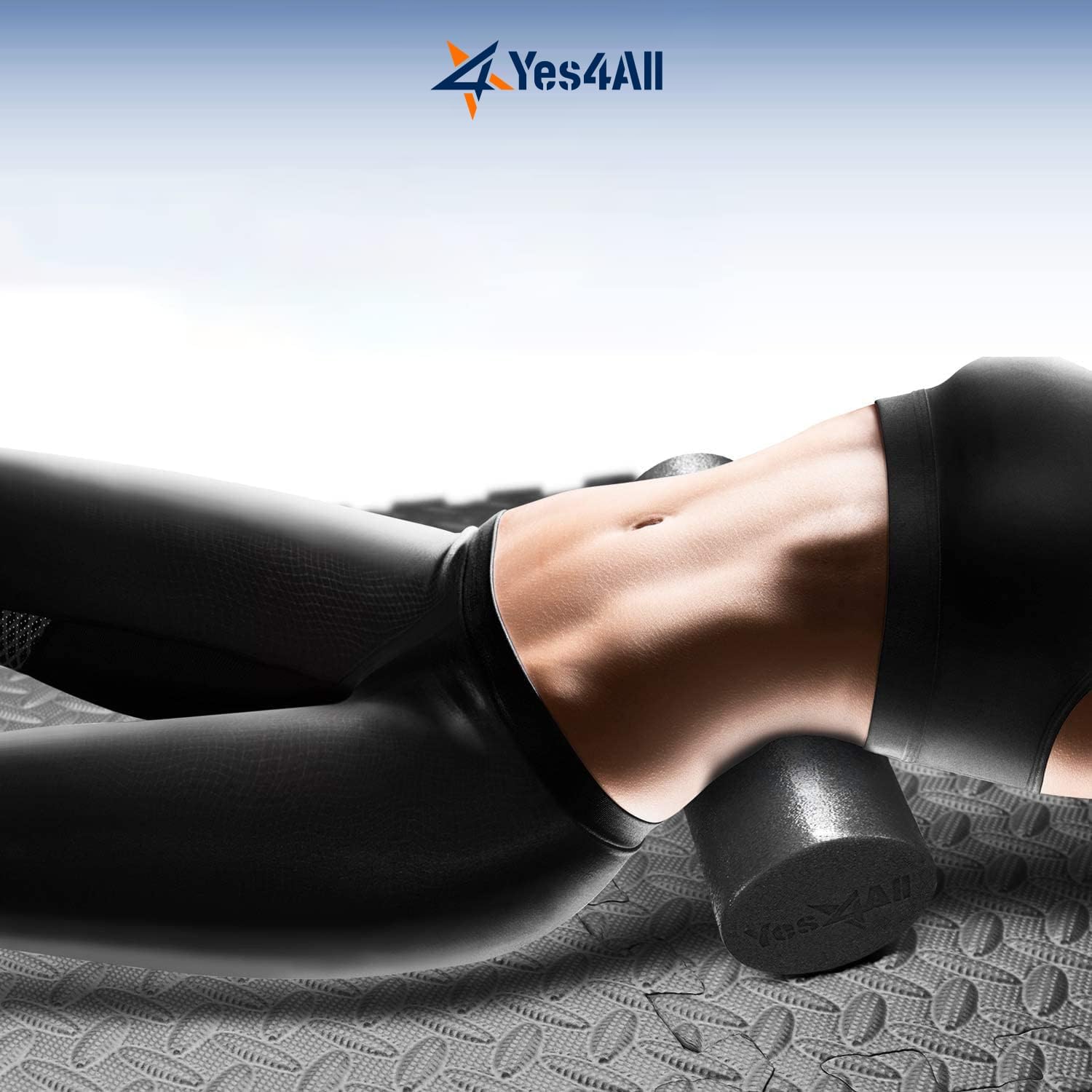 Yes4All Medium Firm Round PE Foam Roller - Ideal for Pilates, Yoga & Core Exercises | 12, 18, 24, 36 Inches