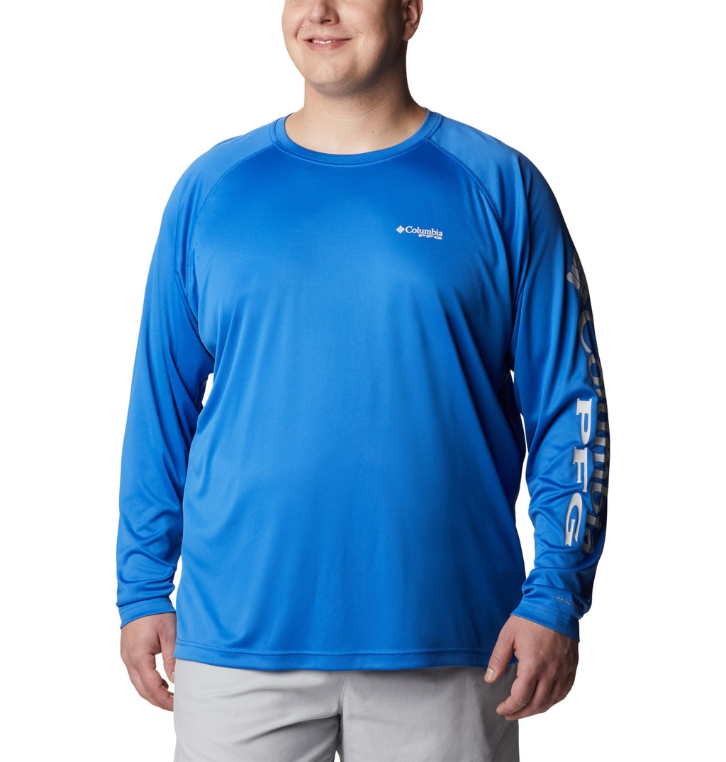 Columbia Men's PFG Terminal Tackle Long Sleeve Fishing Shirt, Vivid Blue/Cool Grey Logo, Small