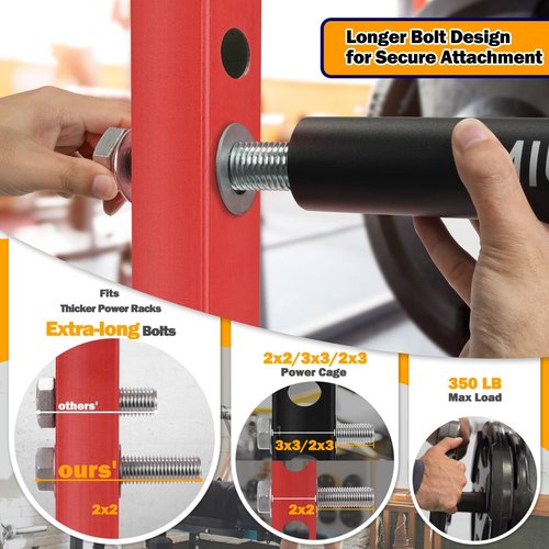 MIUONO Weight Plate Holder, Power Rack Attachments Squat Rack Weight Plate Holder Storage for 2 inch Olympic Plates, 2x2 3x3 2x3 Power Cage for 1 inch holes (4 Pack)