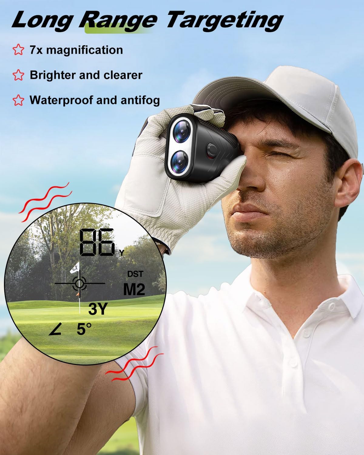 Skiennix Golf Rangefinder - 1200 Yards Range with 7X Magnification & Slope | Accurate Laser Golf Accessory