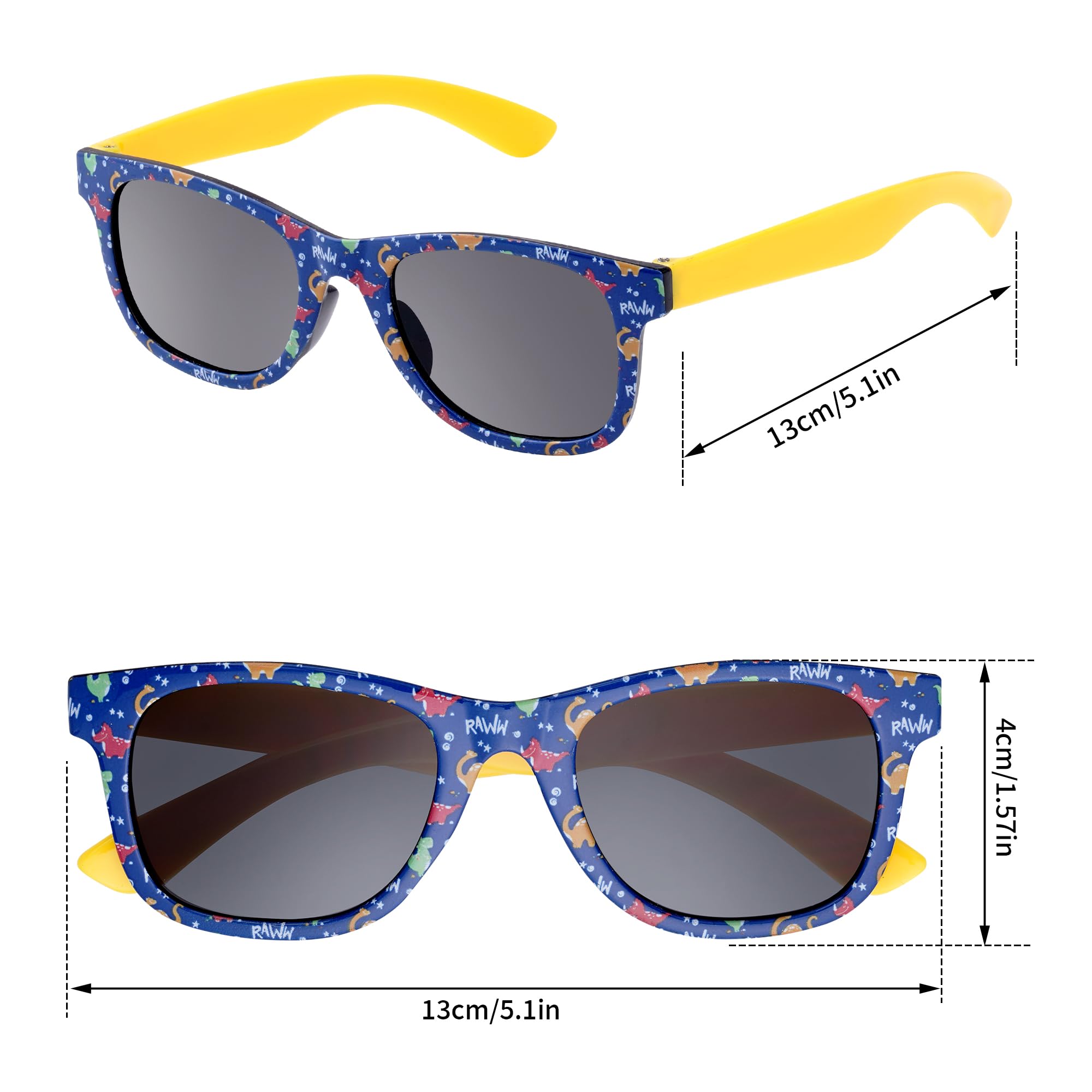 obmwang 3 Pack Kids Sunglasses Stylish Cute Dinosaur Glasses for Toddler Girls Boys Outdoor Beach Eyewear
