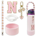 Silicone Boot Cute Monogram Set Compatible with Owala Water Bottle 24 oz - Perfect Letter Owala Accessories for Owala Tumbler, Owala Free Sip, Pink Owala, Black Owala, owala coffee tumbler (Pink, N)
