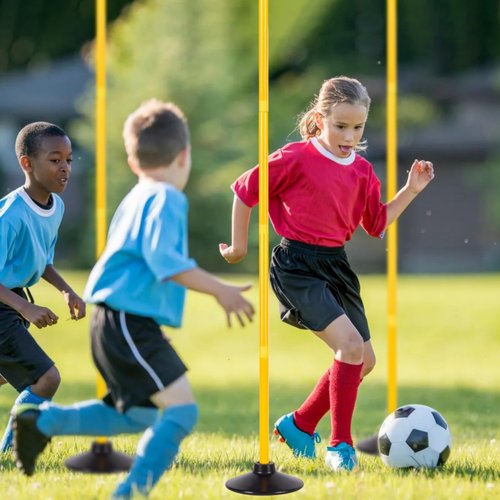 Desyeryamimi Agility Training Poles for Soccer/Dog/Horse,Adjustable Football Basketball Speed and Agility Training Equipment,Set of 6,5.4FT with Round Rubber Base